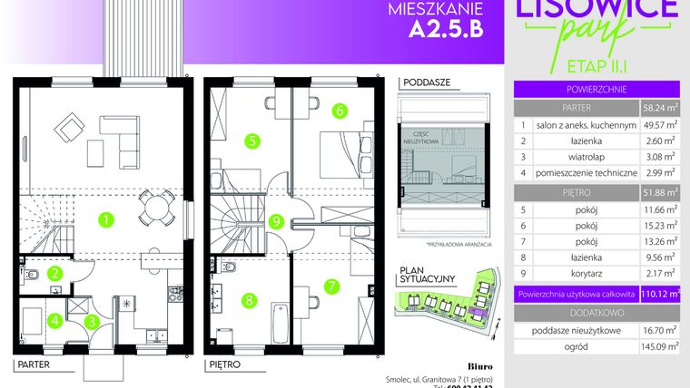 Rzut - Mieszkanie na sprzedaż 4 pokoje o powierzchni 110,12 m² - numer A.2.5.B w Lisowice Milo Dobry Deweloper