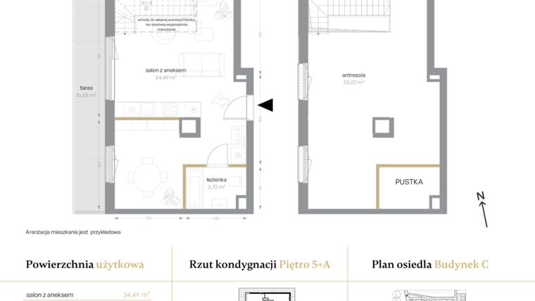 Rzut - Mieszkanie na sprzedaż 1 pokój o powierzchni 70,23 m² - numer C/59 w Królowej Jadwigi