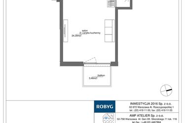 Rzut - Mieszkanie na sprzedaż 1 pokój o powierzchni 32,58 m² - numer RM/1B/L/2/7 w Rytm Mokotowa - etap 1B