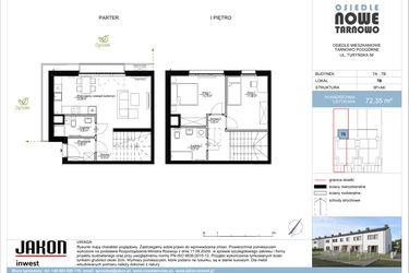Rzut - Mieszkanie na sprzedaż 3 pokoje o powierzchni 72,35 m² - numer 7B w Nowe Tarnowo zabudowa szeregowa