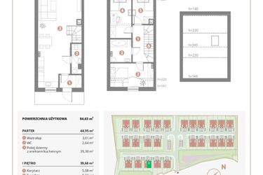 Rzut - Dom na sprzedaż 4 pokoje o powierzchni 84,63 m² - numer 3A w Bursztynova Polana