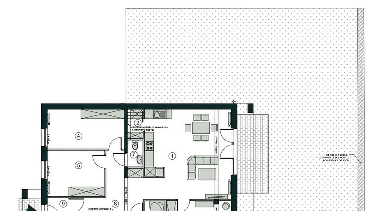 Rzut - Mieszkanie na sprzedaż 4 pokoje o powierzchni 95,21 m² - numer A1 w Aleja Wiśniowa Pogórze