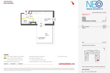 Rzut - Mieszkanie na sprzedaż 1 pokój o powierzchni 25,04 m² - numer 125 w Neo Nova Ochota 3