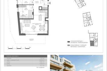 Rzut - Mieszkanie na sprzedaż 3 pokoje o powierzchni 63,84 m² - numer C.M3 w Matemblevo