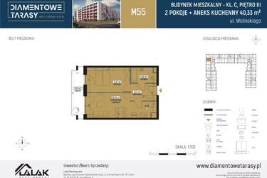 Rzut - Mieszkanie na sprzedaż 2 pokoje o powierzchni 40,33 m² - numer CM55 w Diamentowe Tarasy