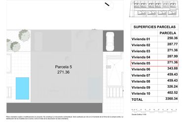 Rzut - Dom na sprzedaż 3 pokoje o powierzchni 271,36 m² - numer 5 w Domy w Finestrat - 81346092