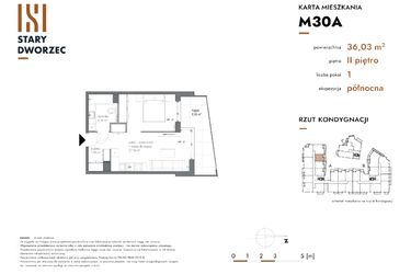 Rzut - Mieszkanie na sprzedaż 1 pokój o powierzchni 36,03 m² - numer M 30A w Stary Dworzec