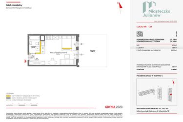 Rzut - Mieszkanie na sprzedaż 1 pokój o powierzchni 35,74 m² - numer 129 w Miasteczko Julianów