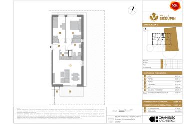 Rzut - Mieszkanie na sprzedaż 3 pokoje o powierzchni 62,27 m² - numer J.1 w Wille Biskupin II