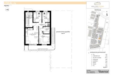 Rzut - Mieszkanie na sprzedaż 4 pokoje o powierzchni 54,96 m² - numer J2 w Villa Stoki (mieszkania)