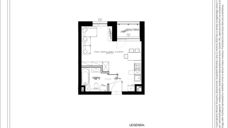 Rzut - Mieszkanie na sprzedaż 1 pokój o powierzchni 28,63 m² - numer A26 w Osiedle pod Klonami "Klonowa 11"