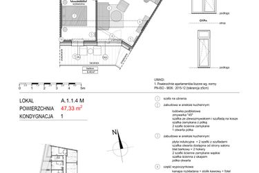Rzut - Mieszkanie na sprzedaż 2 pokoje o powierzchni 47,59 m² - numer A.1.1.4M w Mikołajki Apartamenty