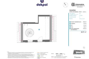 Rzut - Mieszkanie na sprzedaż 1 pokój o powierzchni 82,91 m² - numer 5.6.235 w Granaria