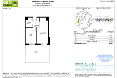Rzut - Mieszkanie na sprzedaż 2 pokoje o powierzchni 36,54 m² - numer 10C/71 w Jasielska 8C etap II