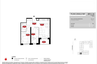 Rzut - Mieszkanie na sprzedaż 3 pokoje o powierzchni 55,08 m² - numer BR11/19 w Browary Wrocławskie 2