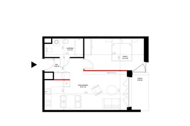 Rzut - Mieszkanie na sprzedaż 2 pokoje o powierzchni 48,26 m² - numer E.5.5 w INSPIRE ETAP IV – bud. E