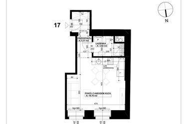 Rzut - Mieszkanie na sprzedaż 1 pokój o powierzchni 28,95 m² - numer 17 w Święty Marcin 65