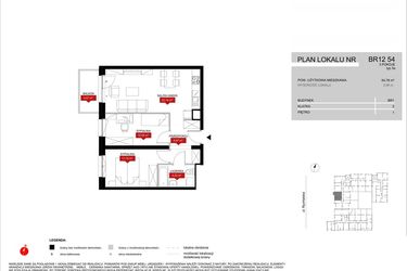Rzut - Mieszkanie na sprzedaż 3 pokoje o powierzchni 54,78 m² - numer BR12/54 w Browary Wrocławskie 2