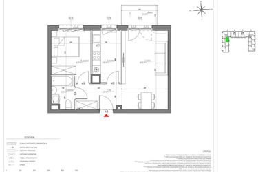 Rzut - Mieszkanie na sprzedaż 2 pokoje o powierzchni 44,21 m² - numer D/046/M w City Vibe