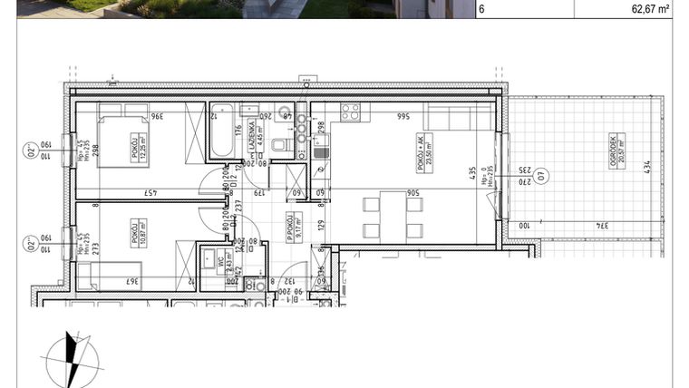 Rzut - Mieszkanie na sprzedaż 3 pokoje o powierzchni 62,67 m² - numer M.B8.00.02 w Osiedle Harmonia bud. B8