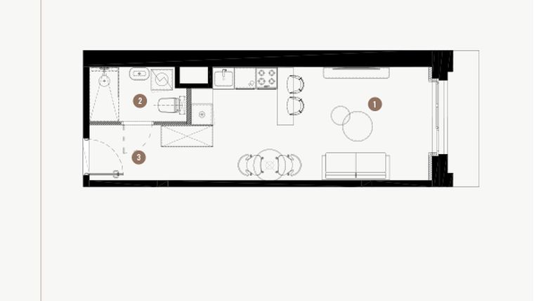 Rzut - Mieszkanie na sprzedaż 1 pokój o powierzchni 27,9 m² - numer B.02.08 w WIMA APARTMENTS