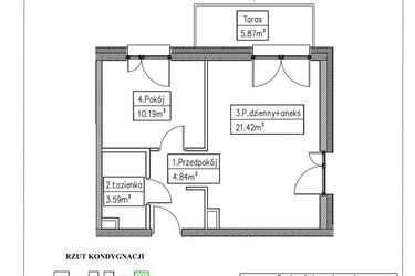 Rzut - Mieszkanie na sprzedaż 2 pokoje o powierzchni 40,04 m² - numer 6 w Działkowa 68
