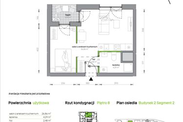Rzut - Mieszkanie na sprzedaż 1 pokój o powierzchni 33,63 m² - numer 2.8.M10 w Morska Vita