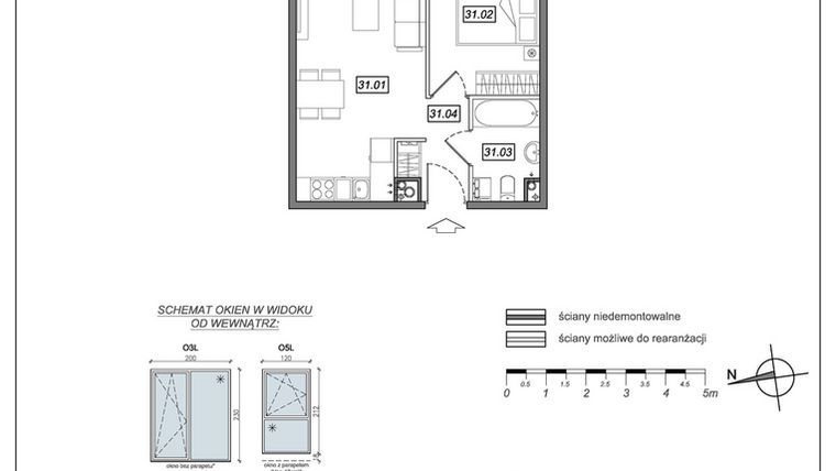 Rzut - Mieszkanie na sprzedaż 2 pokoje o powierzchni 35,19 m² - numer 9.A.31 w Urzeka bud. 9
