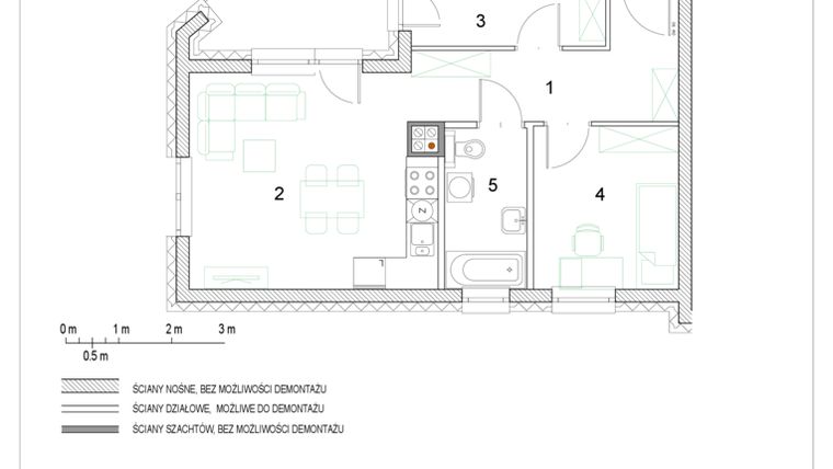 Rzut - Mieszkanie na sprzedaż 3 pokoje o powierzchni 48,91 m² - numer F1/P2/3 w Osiedle Jodłowa bud. F