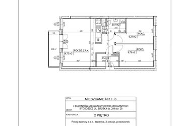 Rzut - Mieszkanie na sprzedaż 3 pokoje o powierzchni 50,9 m² - numer F6 w Bruska