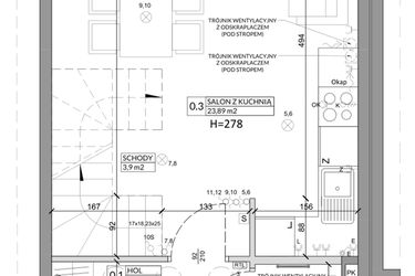 Rzut - Dom na sprzedaż 3 pokoje o powierzchni 68,29 m² - numer 1B w Osiedle Słoneczne