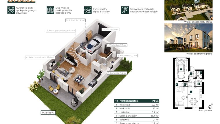 Rzut - Dom na sprzedaż 5 pokoi o powierzchni 128,4 m² - numer 1/2 w Łazy Urocze II