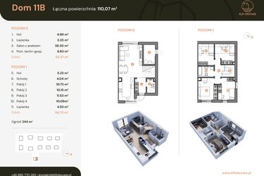 Rzut - Dom na sprzedaż 5 pokoi o powierzchni 110,15 m² - numer 11b w Klif Oksywie