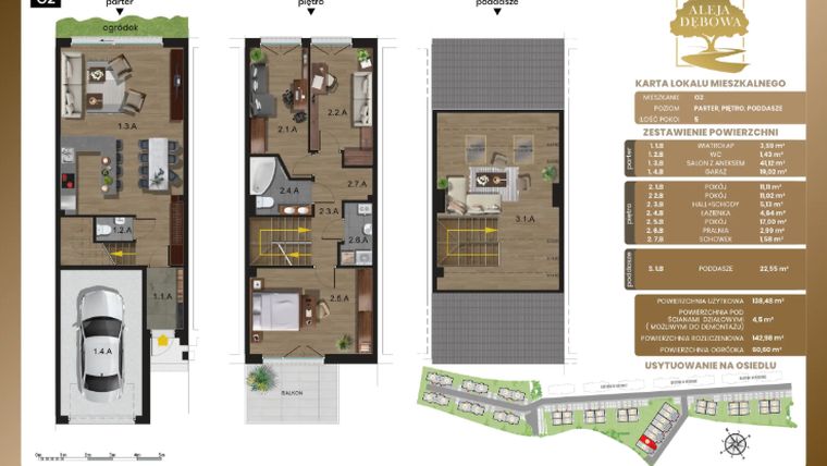 Rzut - Dom na sprzedaż 5 pokoi o powierzchni 142,98 m² - numer G2 w Aleja Dębowa III - domy