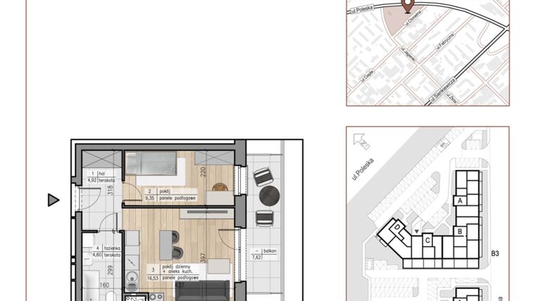 Rzut - Mieszkanie na sprzedaż 2 pokoje o powierzchni 35,4 m² - numer 2 w Urok Jagienki