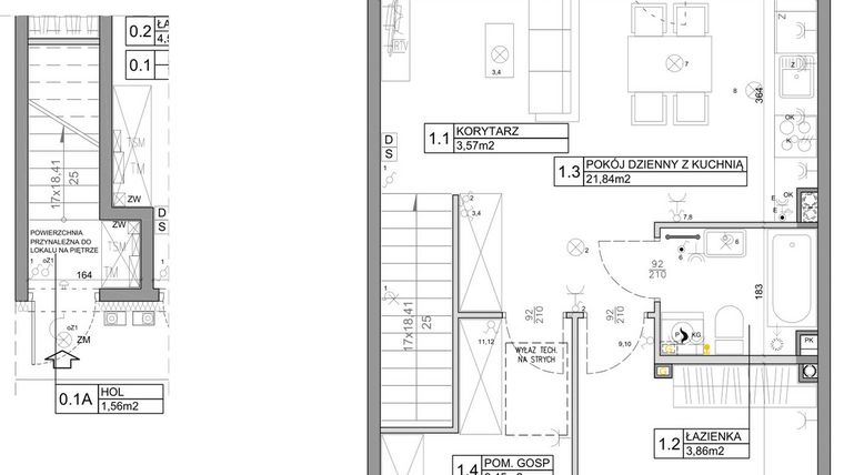 Rzut - Mieszkanie na sprzedaż 3 pokoje o powierzchni 58,82 m² - numer 8 w Manufaktura Marki 2