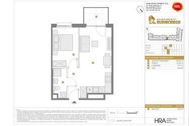 Rzut - Mieszkanie na sprzedaż 2 pokoje o powierzchni 38,76 m² - numer D.74 w Apartamenty Rudnickiego