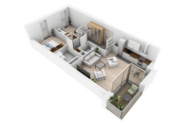 Rzut - Mieszkanie na sprzedaż 3 pokoje o powierzchni 58,54 m² - numer N5.18 w Osiedle Narcyzowe