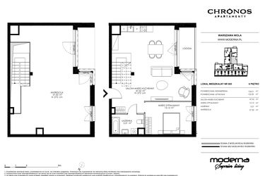Rzut - Mieszkanie na sprzedaż 4 pokoje o powierzchni 123,35 m² - numer 605 w Chronos