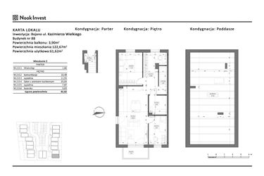 Rzut - Mieszkanie na sprzedaż 3 pokoje o powierzchni 61,62 m² - numer 8B w Bojano, ul. Kazimierza Wielkiego