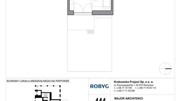 Rzut - Mieszkanie na sprzedaż 1 pokój o powierzchni 25,4 m² - numer KR6/A/0/2 w Apartamenty Krakowska etap VI