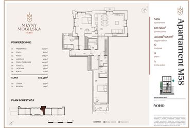 Rzut - Mieszkanie na sprzedaż 4 pokoje o powierzchni 100,73 m² - numer C.58 w Młyny Mogilska