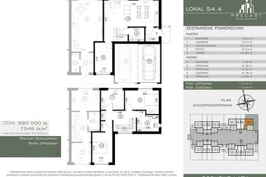 Rzut - Dom na sprzedaż 6 pokoi o powierzchni 117,9 m² - numer S4.4 w Osiedle Sosnowe Łazy