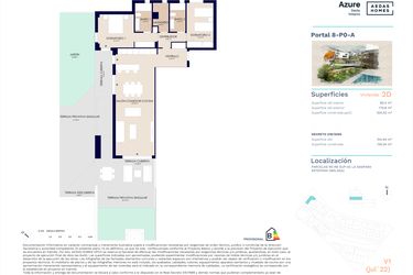 Rzut - Mieszkanie na sprzedaż 2 pokoje o powierzchni 93 m² - numer 8-PO-A w Zenity Azure