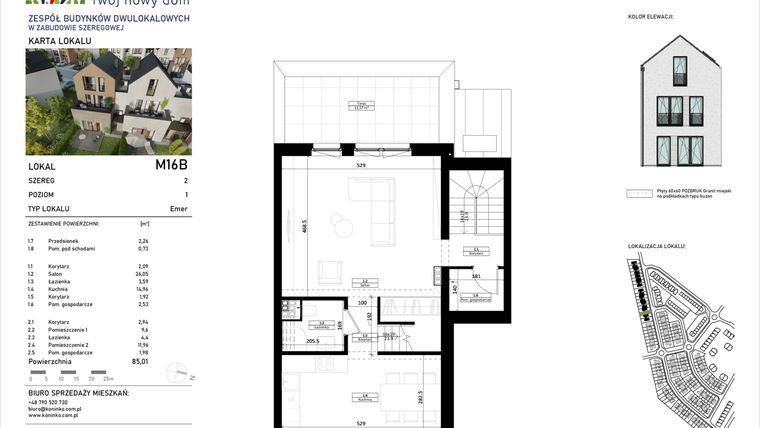 Rzut - Mieszkanie na sprzedaż 4 pokoje o powierzchni 89,07 m² - numer 16.B w Osiedle Koninko