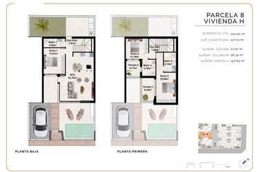 Rzut - Dom na sprzedaż 3 pokoje o powierzchni 118,01 m² - numer H w Dom szeregowy w Benijófar - 51866504