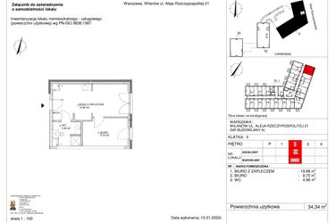 Rzut - Lokal użytkowy na sprzedaż 2 pokoje o powierzchni 34,34 m² - numer 58 w RZ21