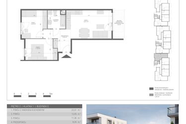 Rzut - Mieszkanie na sprzedaż 3 pokoje o powierzchni 59,69 m² - numer 11 w Monsa bud. E