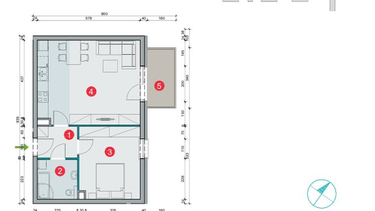 Rzut - Mieszkanie na sprzedaż 2 pokoje o powierzchni 49,36 m² - numer 7.53 w Osiedle Uniwersyteckie etap III