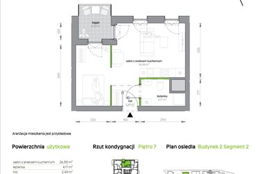 Rzut - Mieszkanie na sprzedaż 1 pokój o powierzchni 33,15 m² - numer 2.7.M10 w Morska Vita